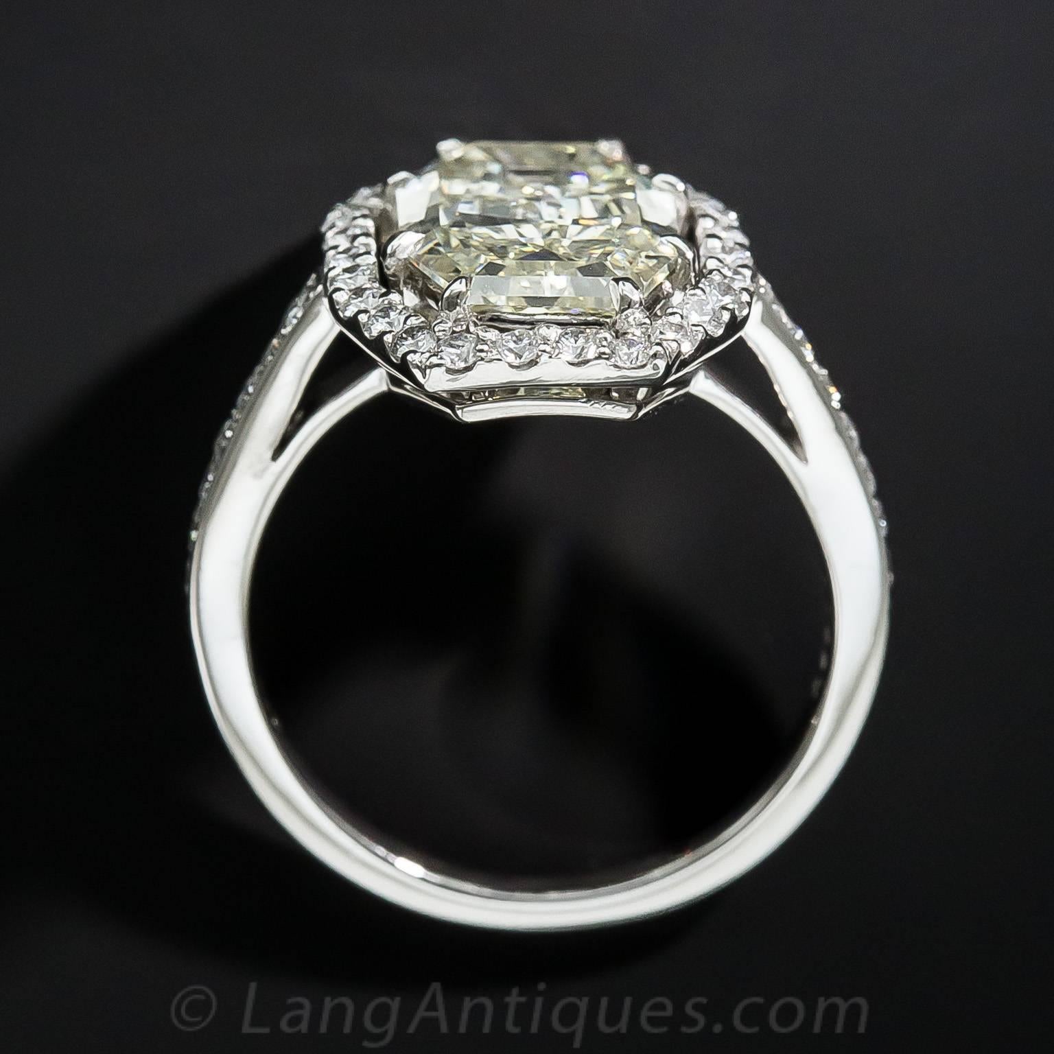 3.28 Carat Fancy Cut Diamond Platinum Ring 2