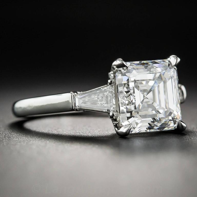 3.01 Carat GIA E/VS2 Square Emerald Cut Diamond Platinum Ring For Sale ...