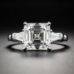 3.01 Carat GIA E/VS2 Square Emerald Cut Diamond Platinum Ring