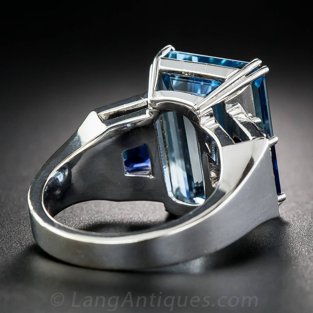 Fine Aquamarine Sapphire Diamond Gold Ring For Sale 1