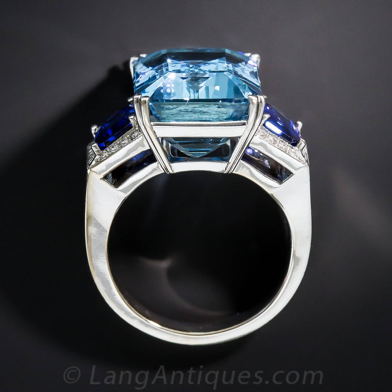 Fine Aquamarine Sapphire Diamond Gold Ring For Sale 2