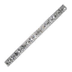 Tiffany & Co. 1920s 23 Carat French Cut Diamond Platinum Straight Line Bracelet