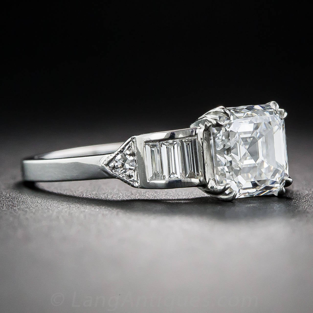 Art Deco 1.50 Carat GIA D/VS1 Asscher-Cut Diamond Platinum Ring