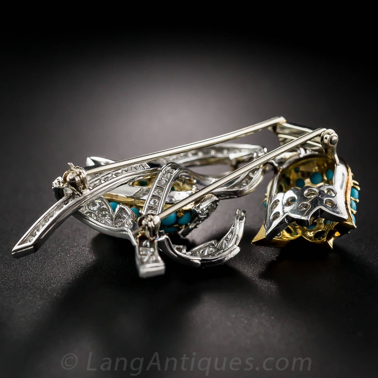 Diamond Turquoise Bluebell Brooch For Sale 2