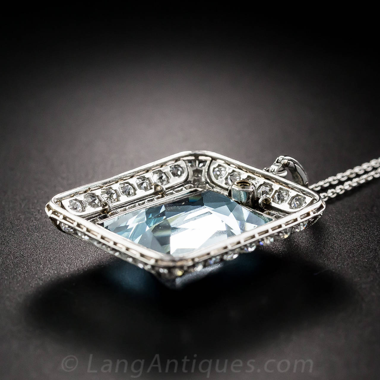 Art Deco Aquamarine Diamond Platinum Necklace/Brooch 1