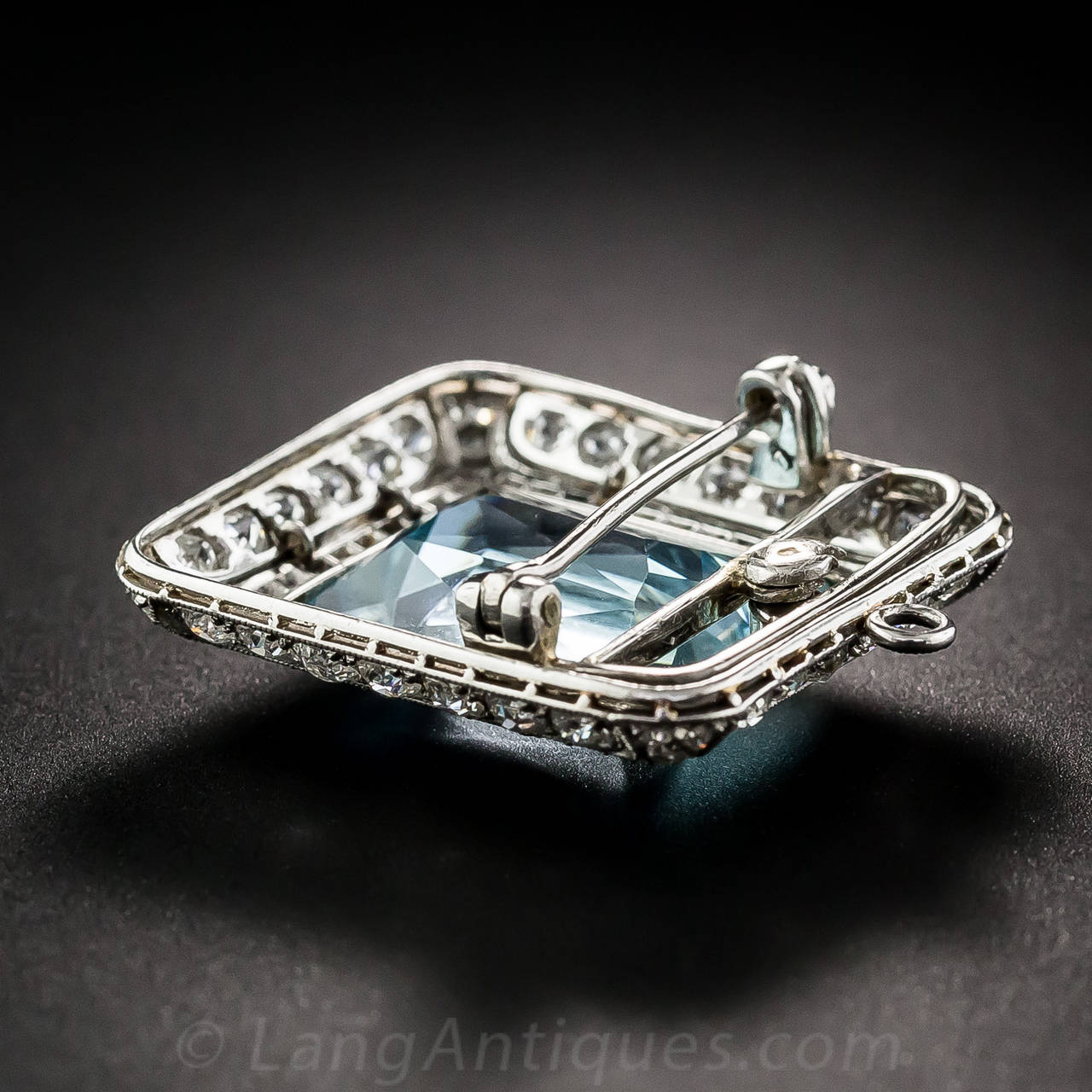 Art Deco Aquamarine Diamond Platinum Necklace/Brooch 2