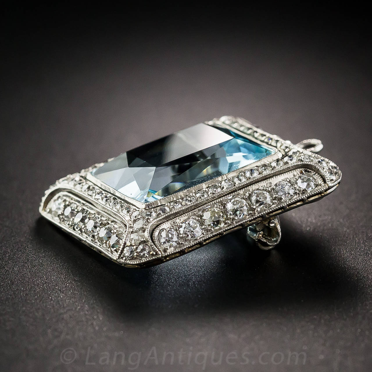 Art Deco Aquamarine Diamond Platinum Necklace/Brooch 3