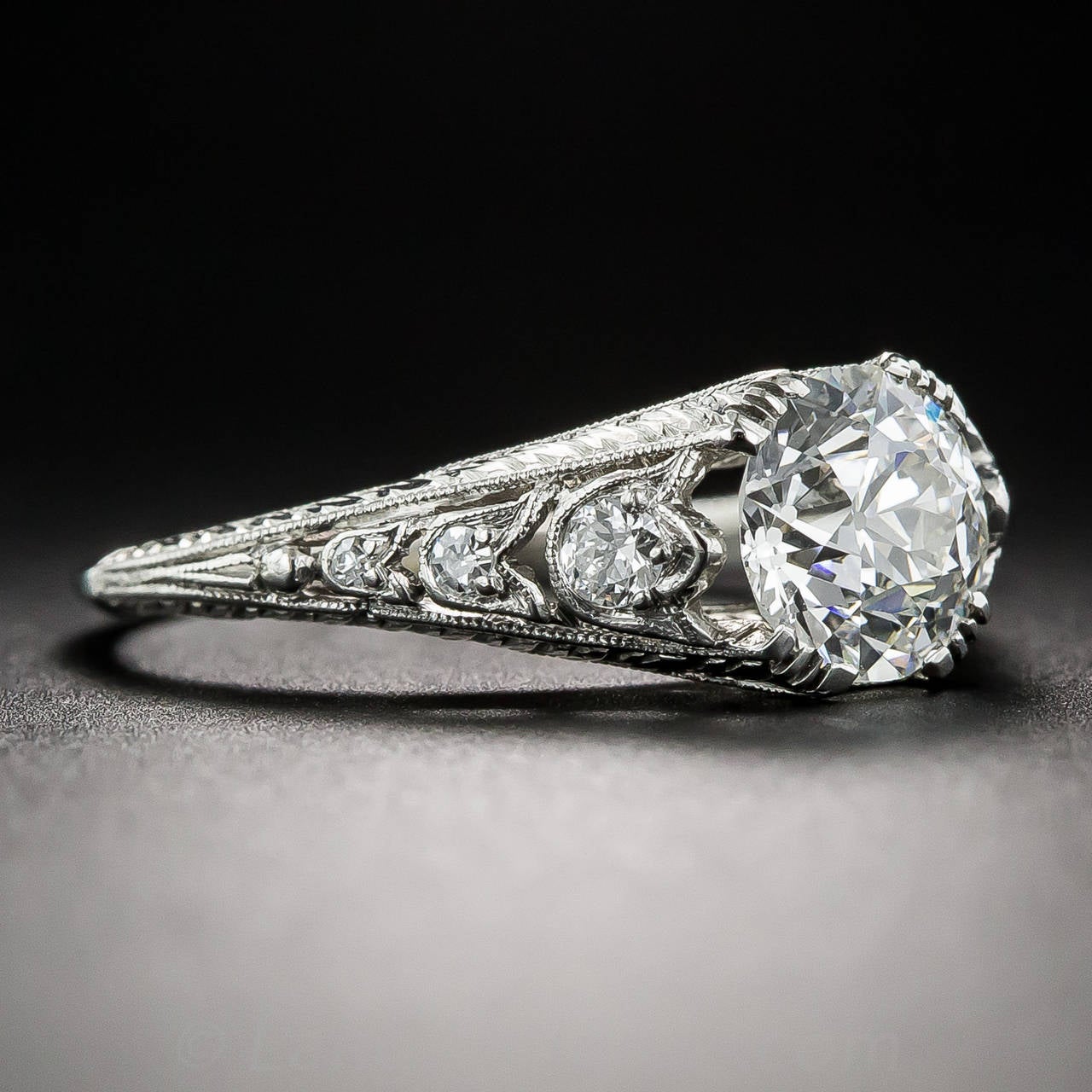 1.23 Carat GIA Cert G/VS1 Art Deco Diamond Platinum Engagement Ring In Excellent Condition In San Francisco, CA