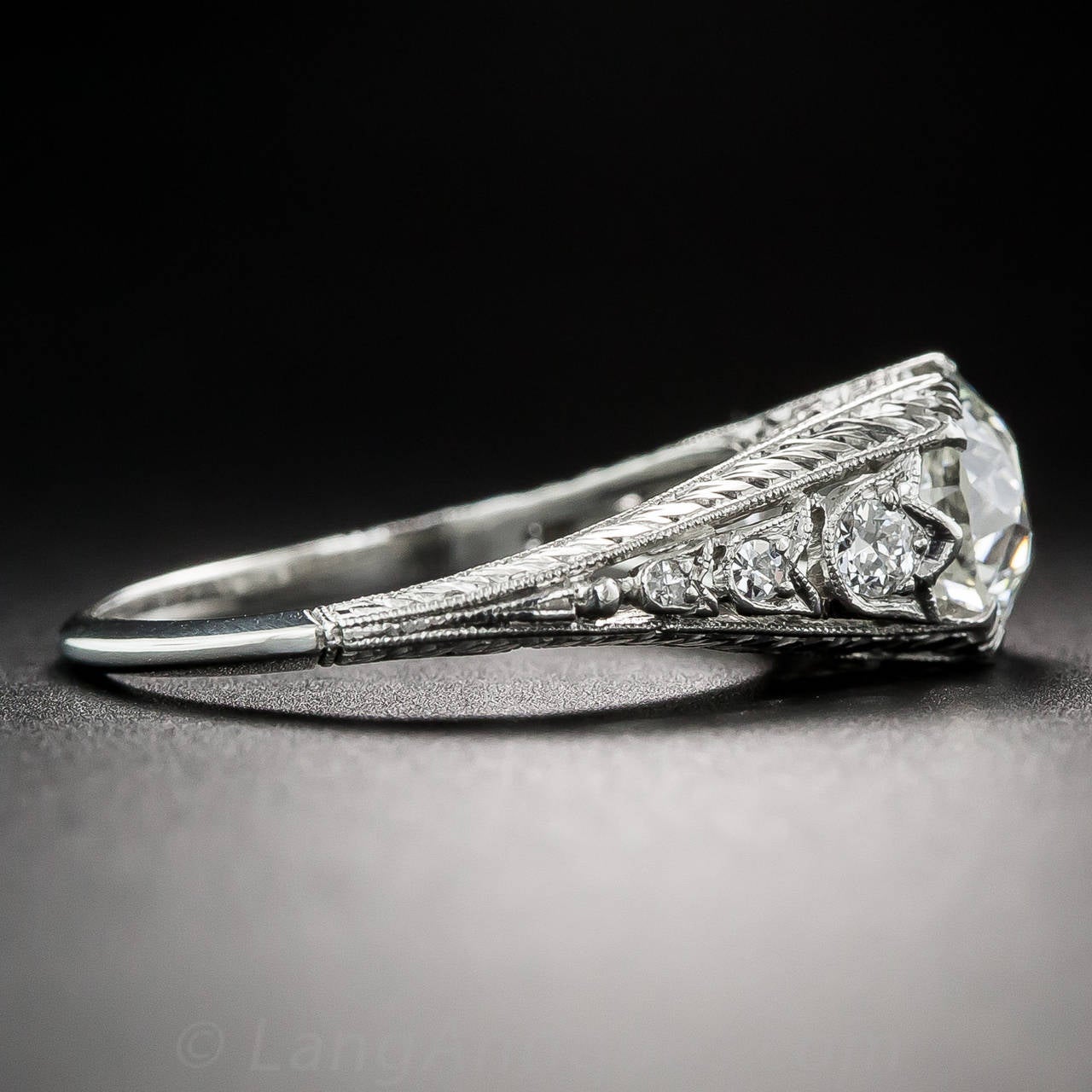 Women's 1.23 Carat GIA Cert G/VS1 Art Deco Diamond Platinum Engagement Ring