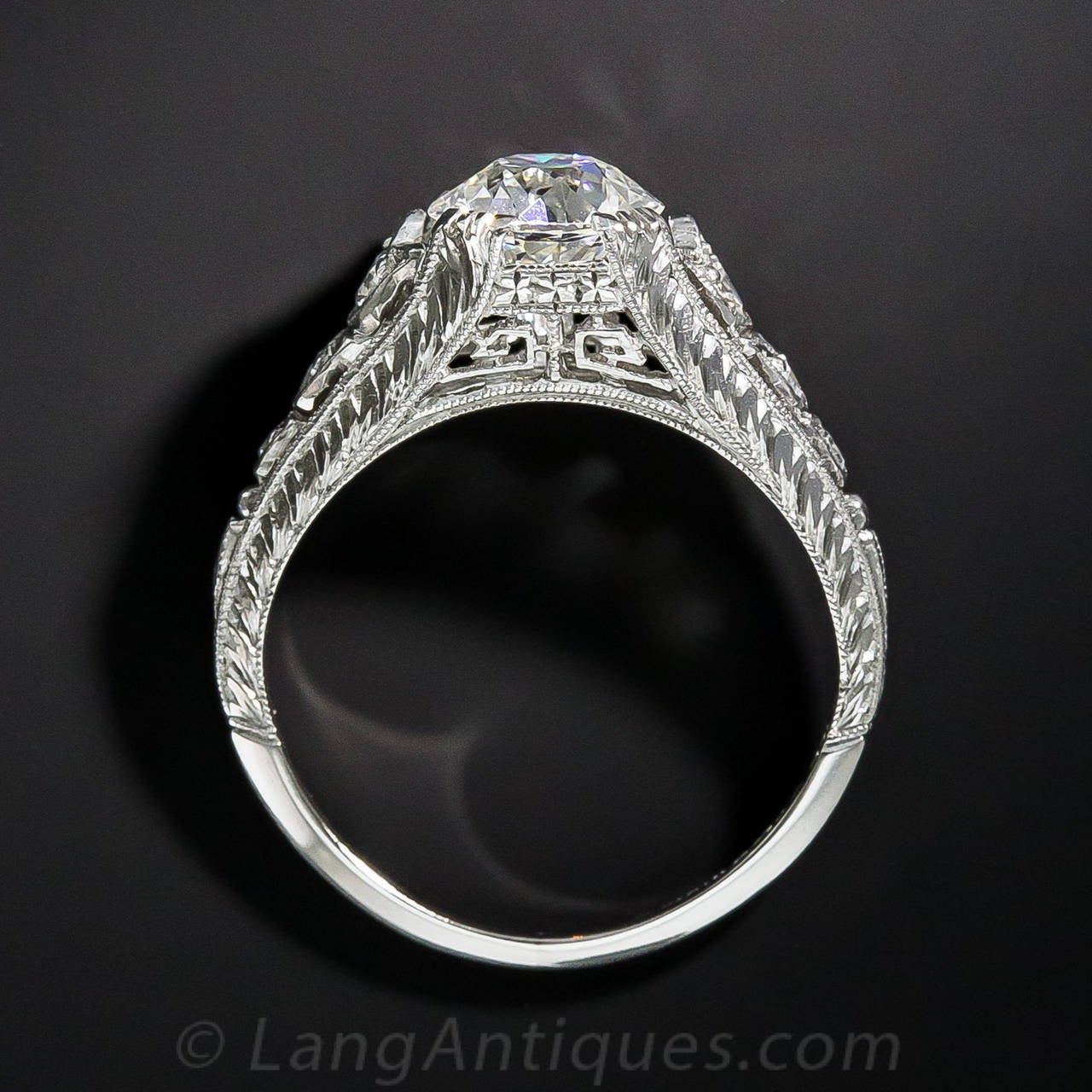 1.23 Carat GIA Cert G/VS1 Art Deco Diamond Platinum Engagement Ring 1