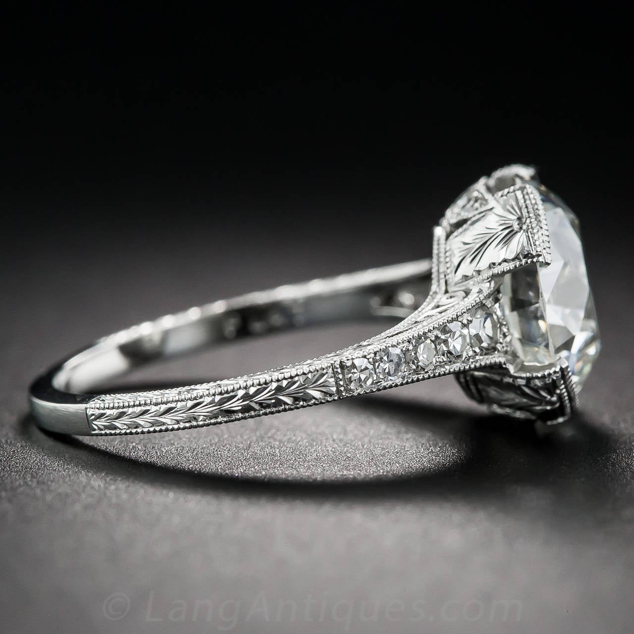 3.95 Carat GIA I VS2 European-Cut Diamond Platinum Ring In Excellent Condition In San Francisco, CA