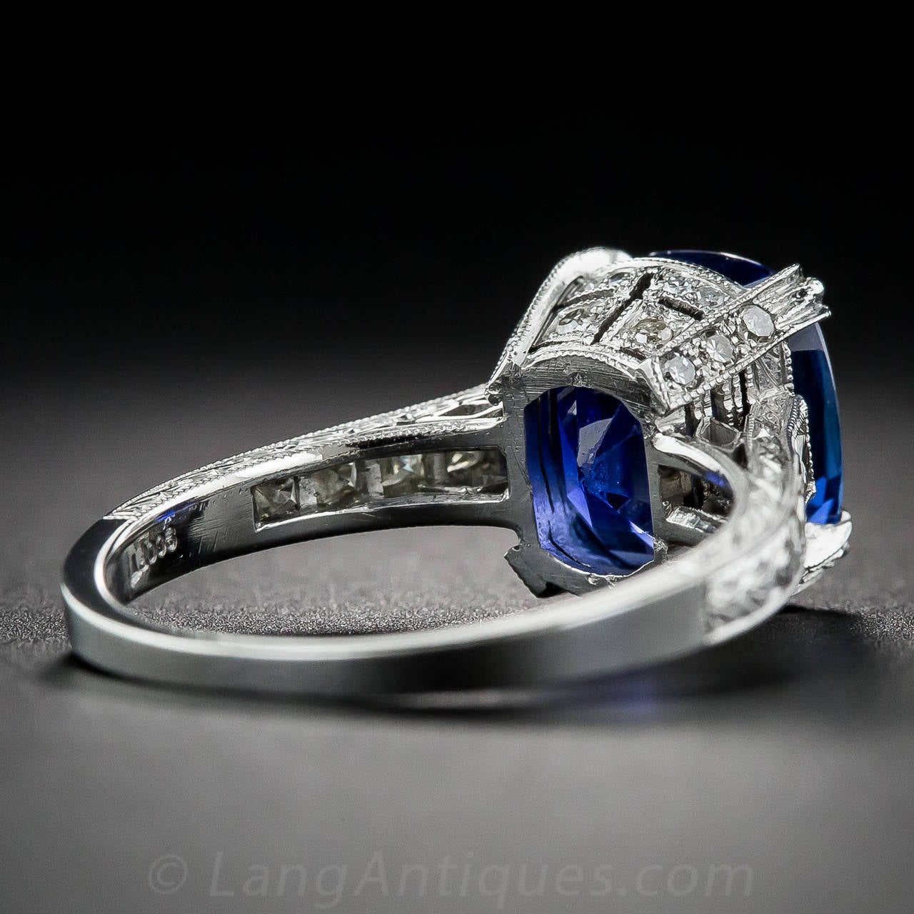 Women's 4.90 Burma Natural No-Heat Sapphire Diamond Platinum Ring For Sale