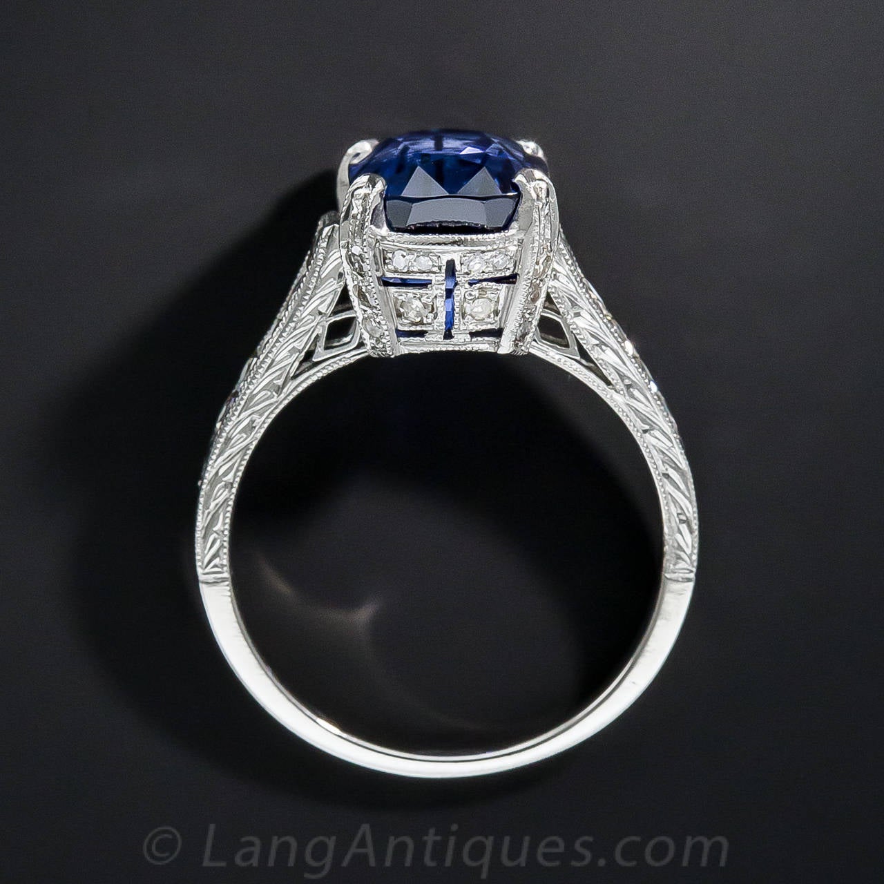 4.90 Burma Natural No-Heat Sapphire Diamond Platinum Ring For Sale 1