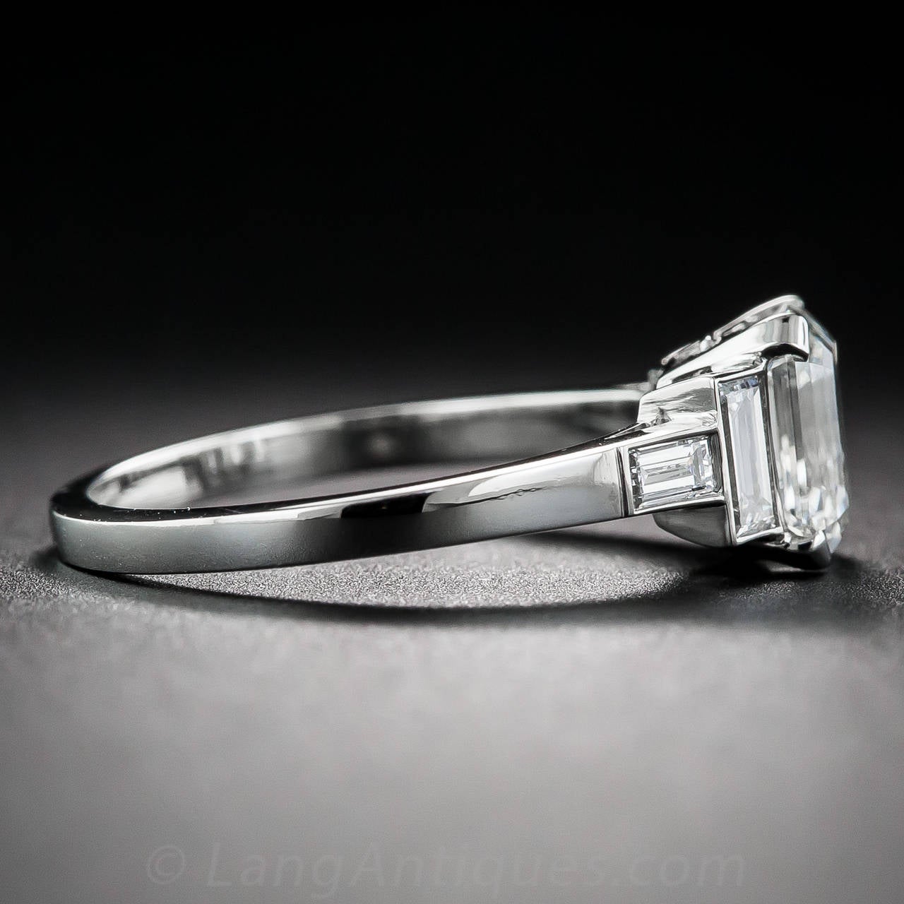 Women's GIA Cert 1.79 Carat Emerald-Cut Diamond Platinum Ring