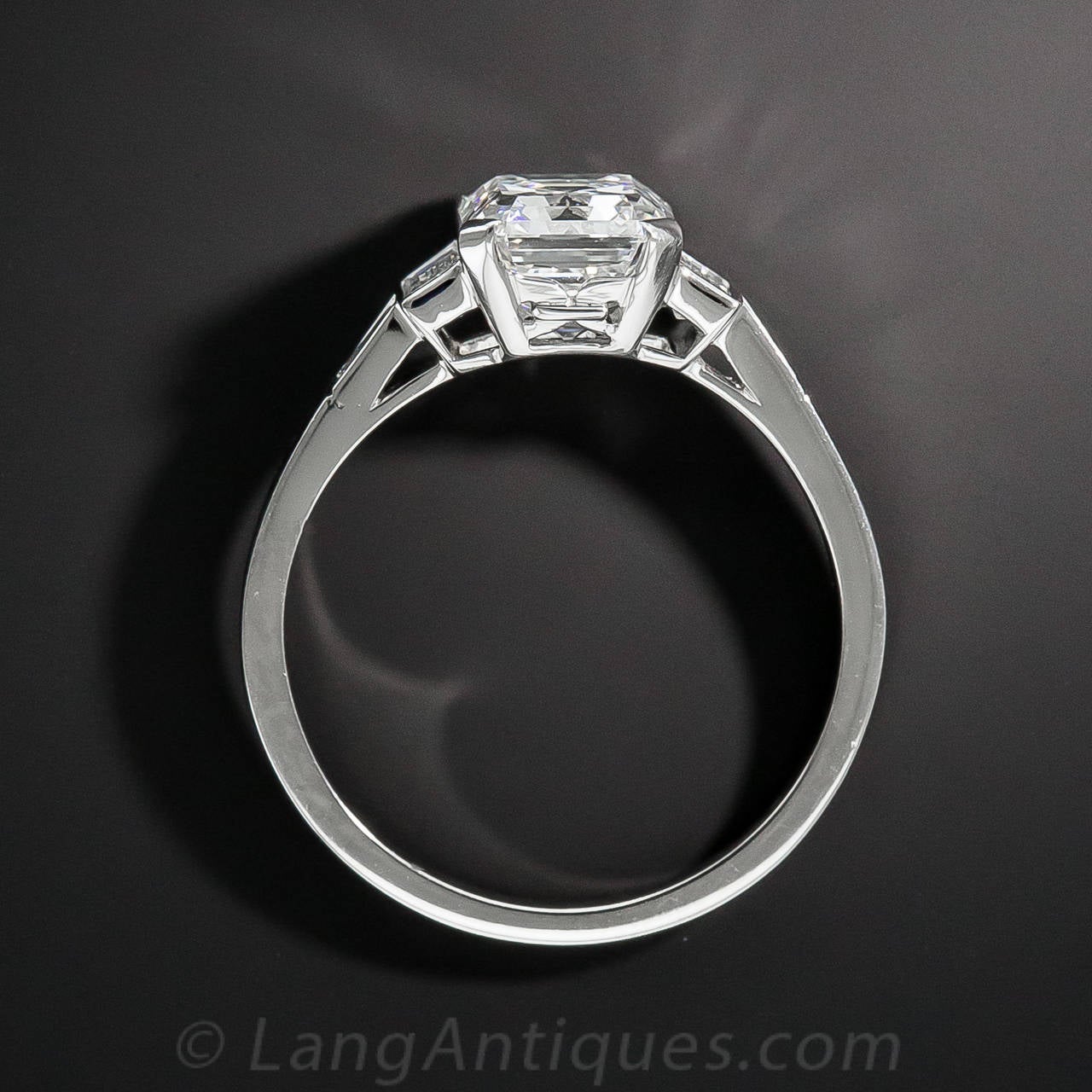 GIA Cert 1.79 Carat Emerald-Cut Diamond Platinum Ring 1