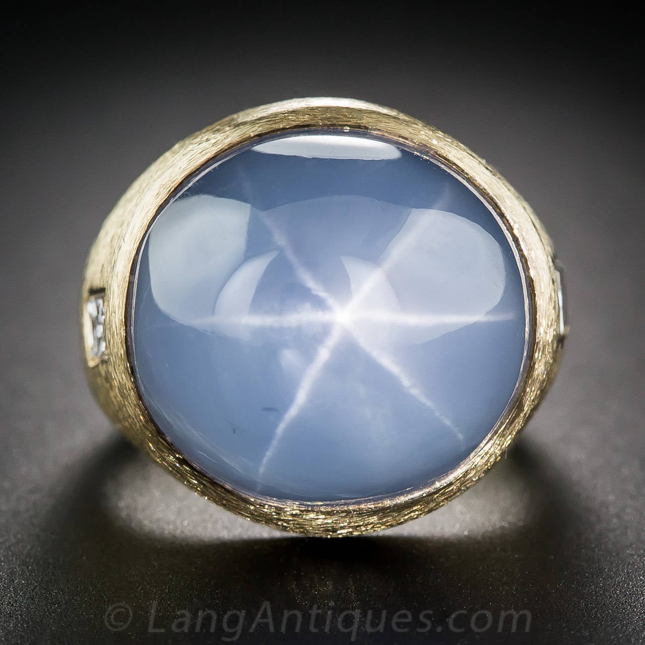 42.19 Carat Star Sapphire Diamond Gold Gentleman's Ring In Excellent Condition In San Francisco, CA