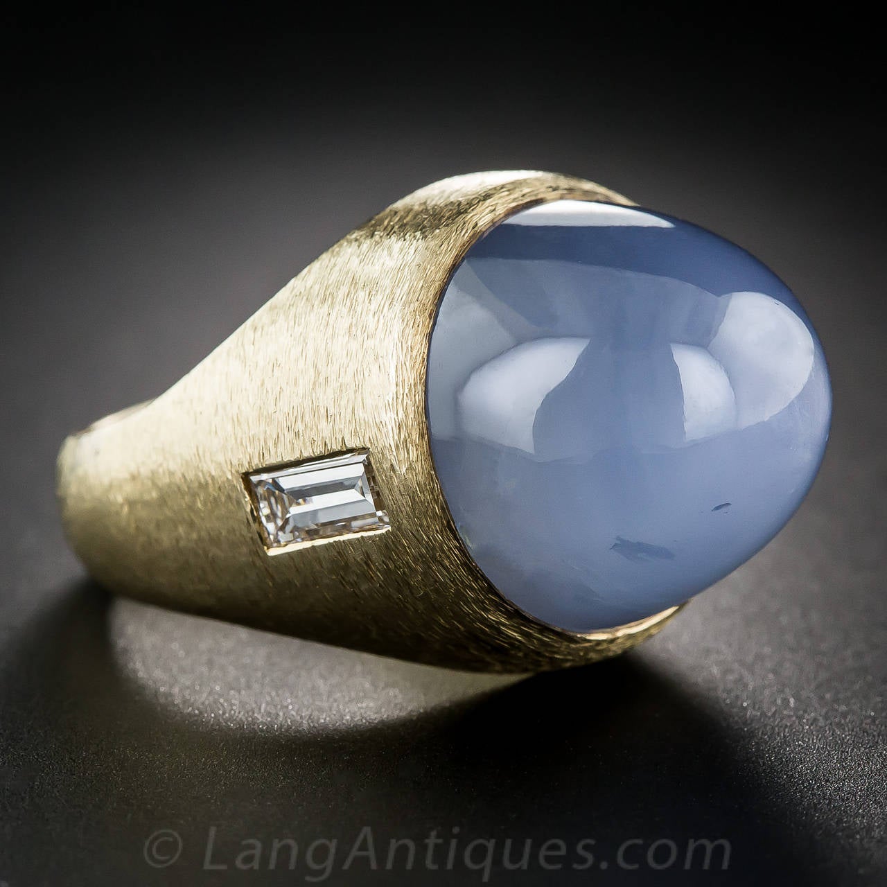 42.19 Carat Star Sapphire Diamond Gold Gentleman's Ring 1