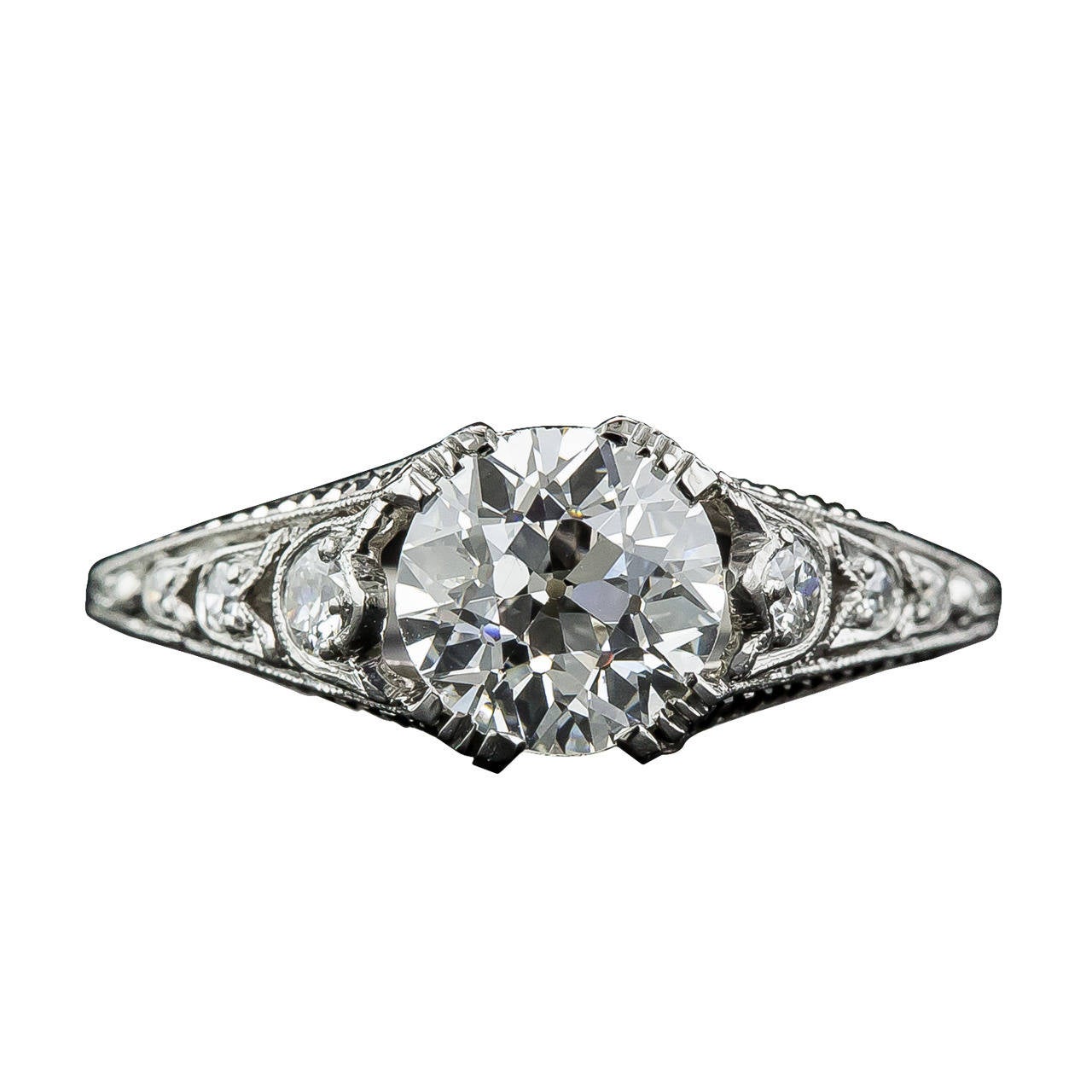 1.23 Carat GIA Cert G/VS1 Art Deco Diamond Platinum Engagement Ring