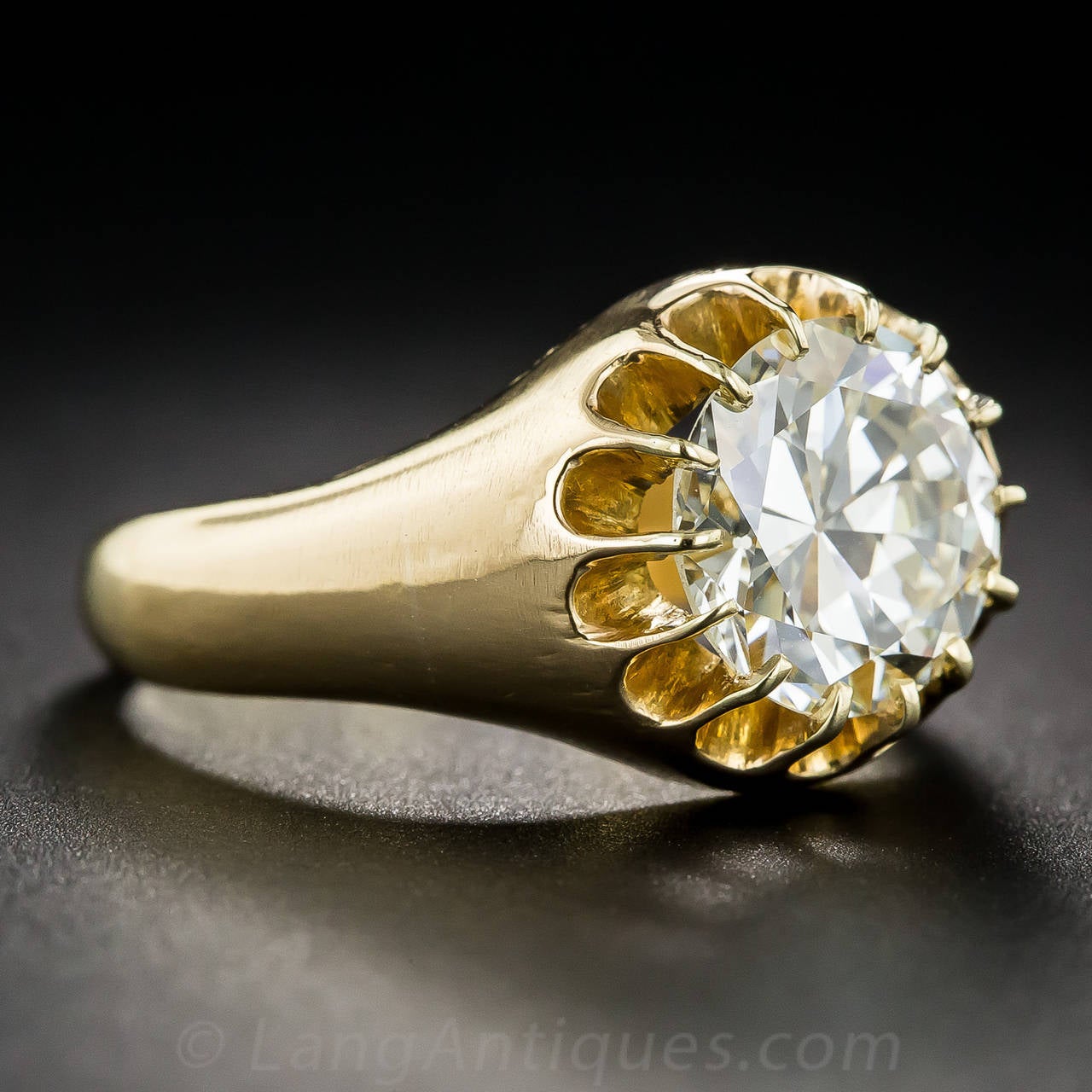 3.03 Carat European-Cut Diamond Gold Ring In Excellent Condition In San Francisco, CA