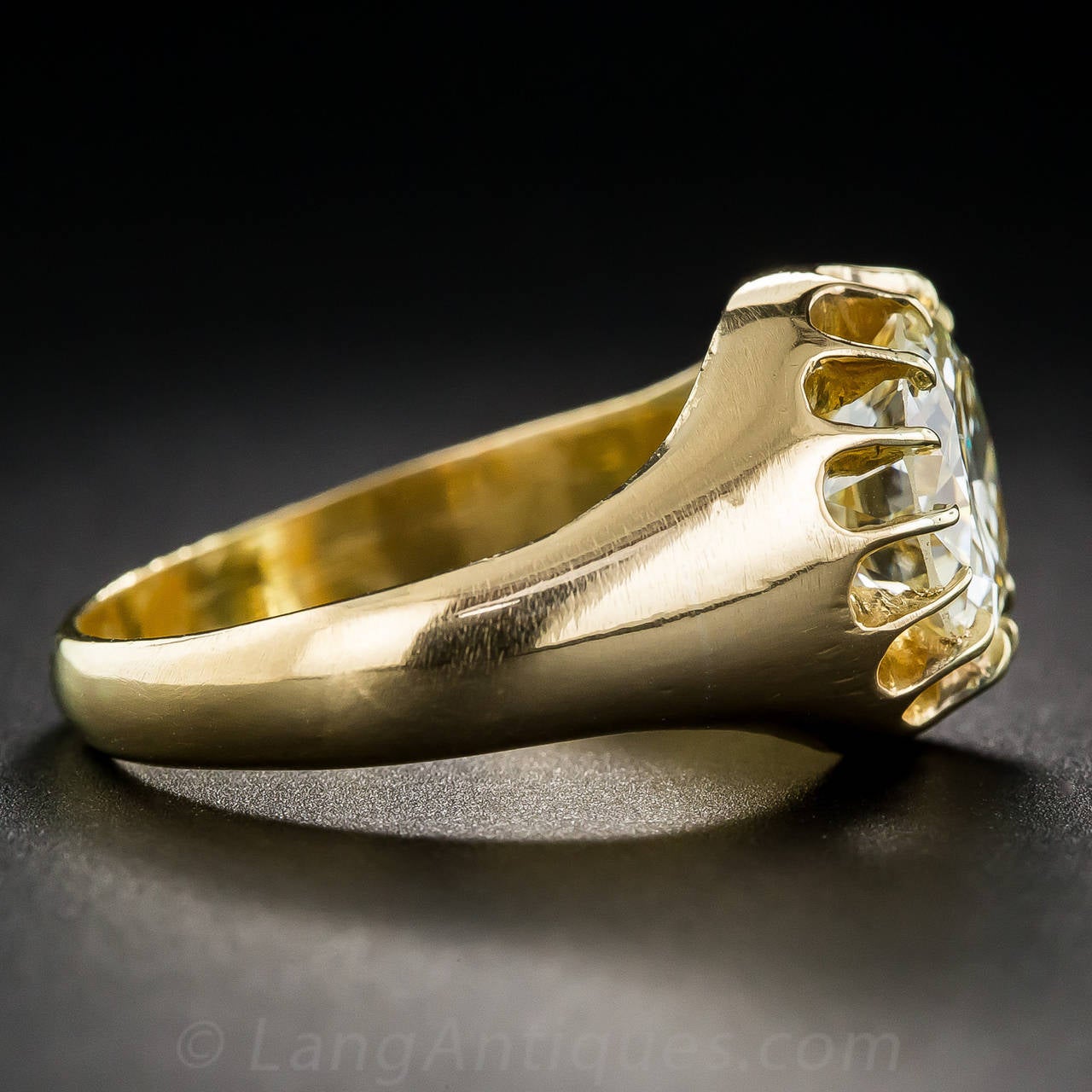 Women's or Men's 3.03 Carat European-Cut Diamond Gold Ring