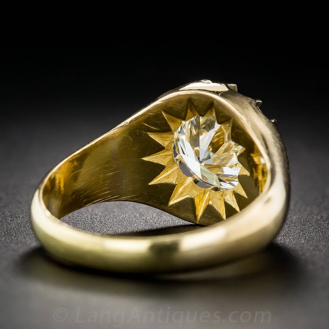 3.03 Carat European-Cut Diamond Gold Ring 1