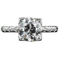 Antique Tiffany & Co. GIA Cert 2.07 Carat Diamond Platinum Solitaire Engagement Ring