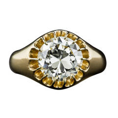 3.03 Carat European-Cut Diamond Gold Ring