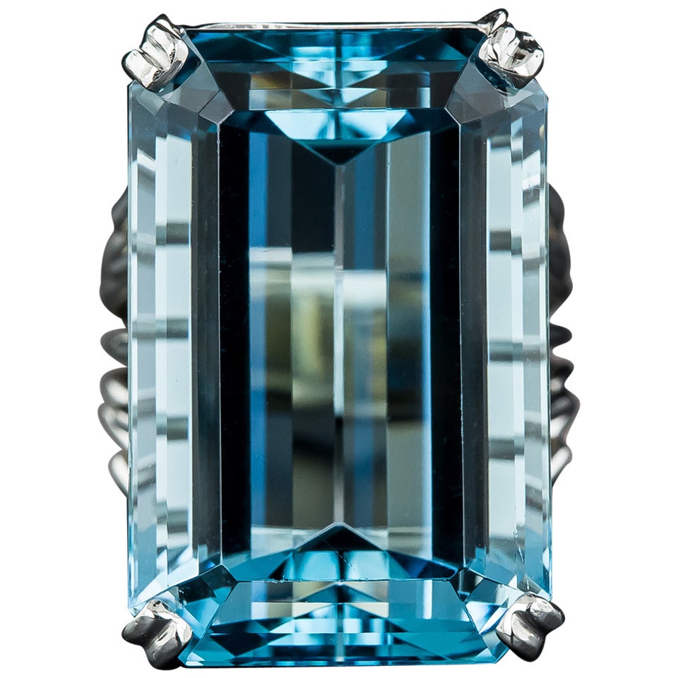 45.34 Carat Santa Maria Aquamarine Platinum Ring