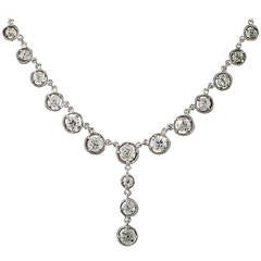 Art Deco Diamond Platinum Drop Necklace