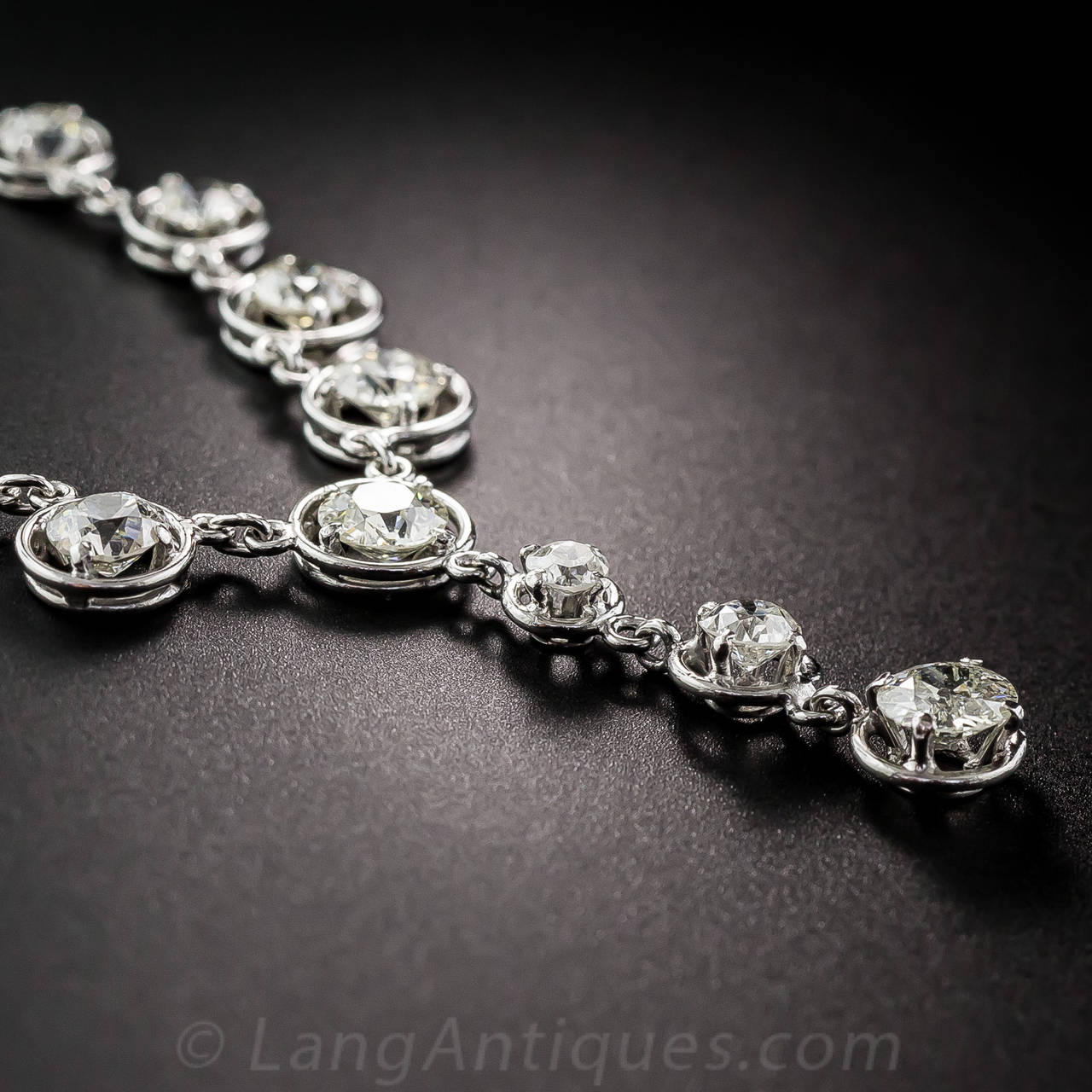 Women's Art Deco Diamond Platinum Drop Necklace