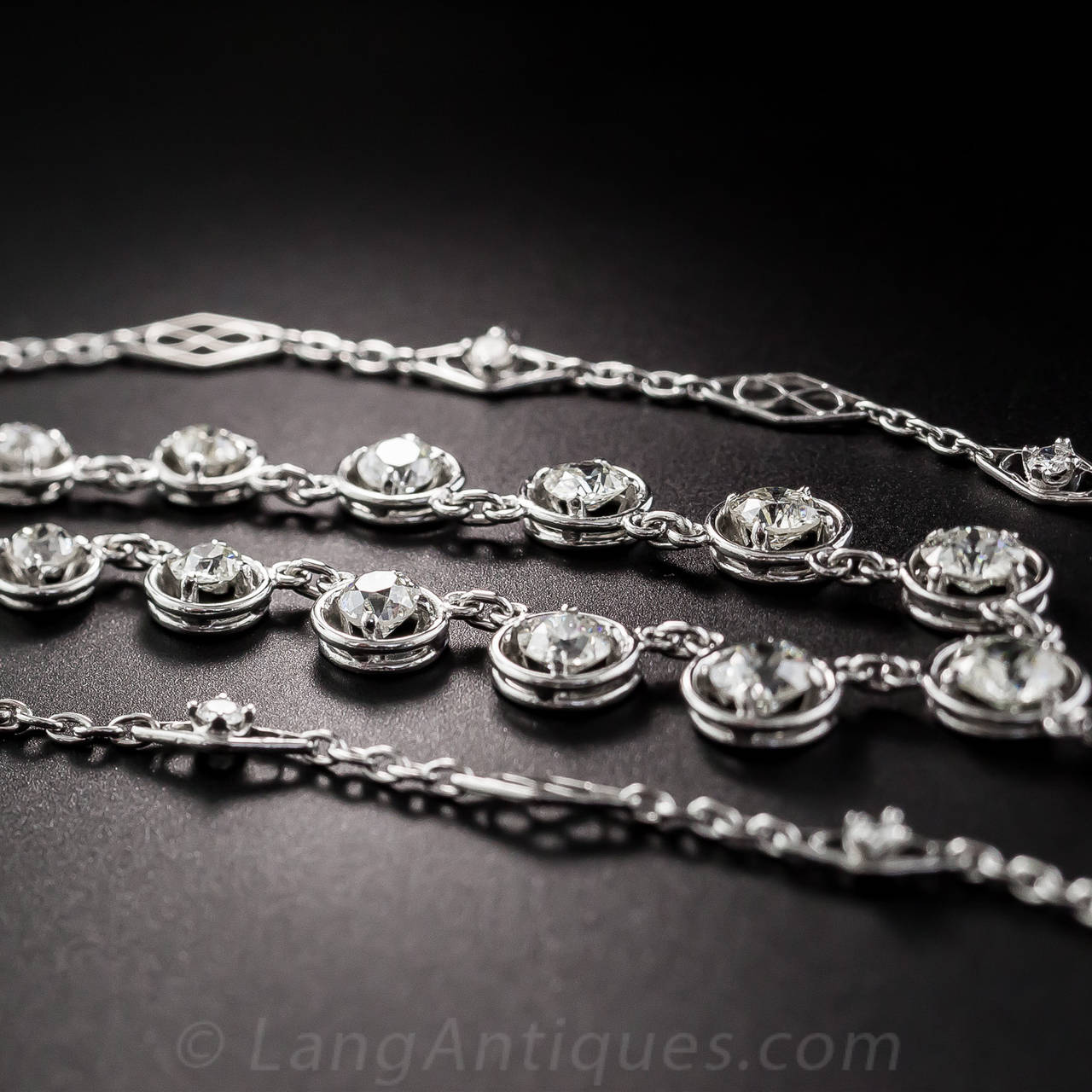 Art Deco Diamond Platinum Drop Necklace 1