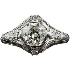 1.29 Carat Art Deco Diamond and Platinum Engagement Ring