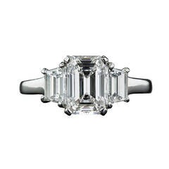 1.61 Carat GIA Cert Emerald-Cut Diamond Platinum Engagement Ring