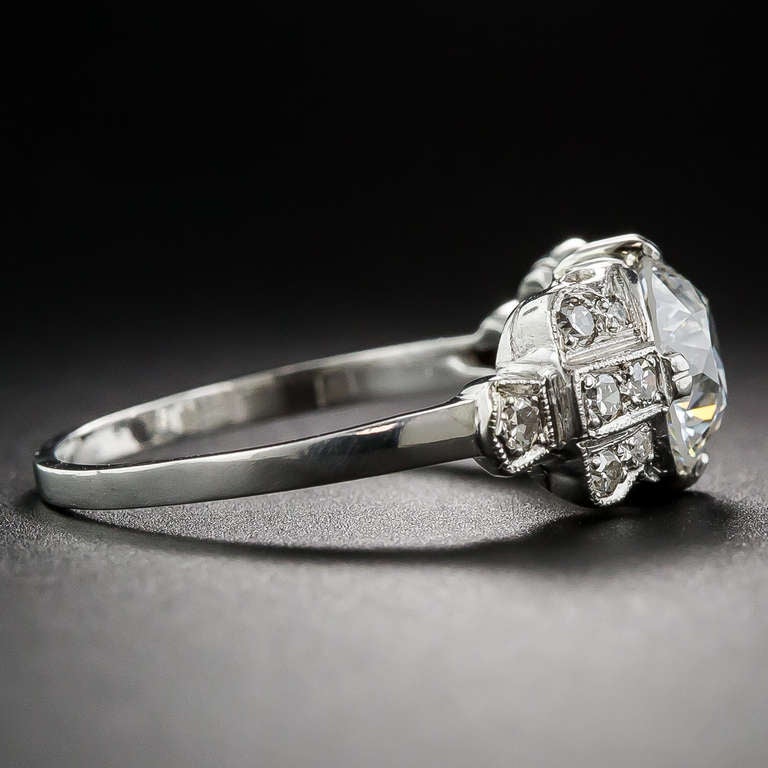1.56 Carat GIA - G VS2 Diamond Art Deco Engagement Ring In Excellent Condition In San Francisco, CA
