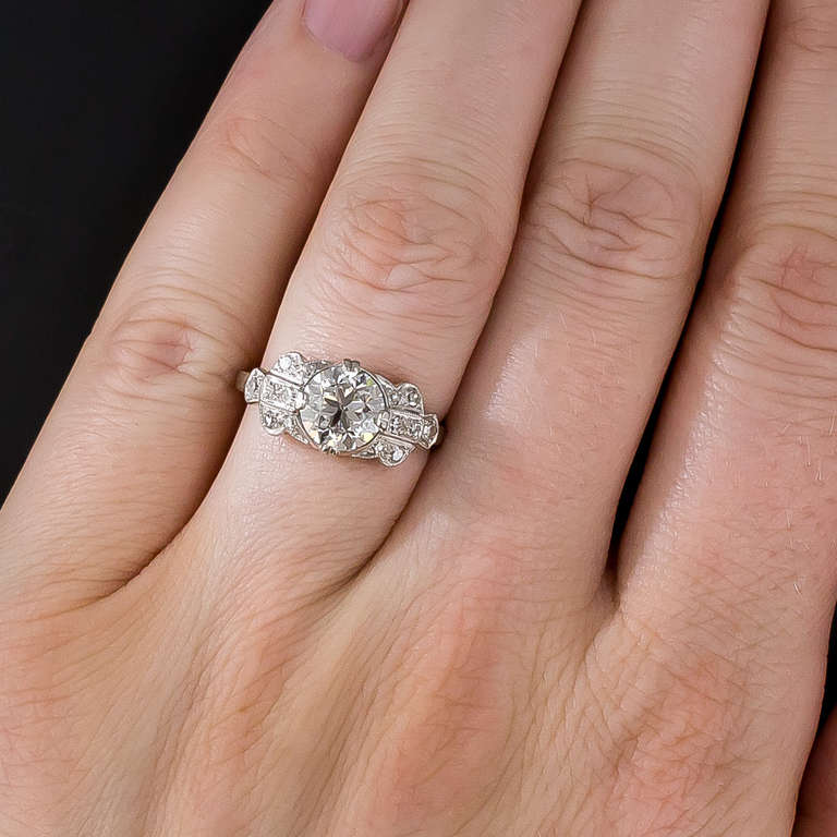 1.56 Carat GIA - G VS2 Diamond Art Deco Engagement Ring 1