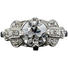 1.56 Carat GIA - G VS2 Diamond Art Deco Engagement Ring