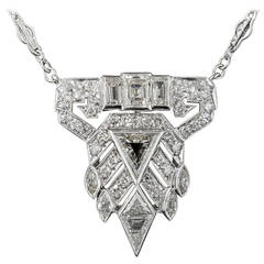 Art Deco Diamond Gold Platinum Necklace