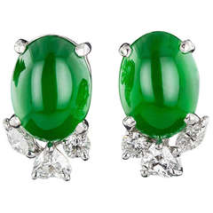 Imperial Jade and Diamond Earrings