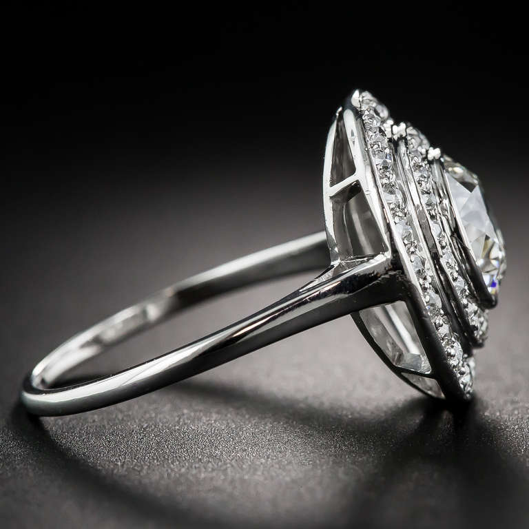 Art Deco 1.52 Carat Diamond Double-Halo Ring In Excellent Condition In San Francisco, CA