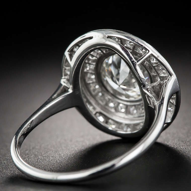 Women's Art Deco 1.52 Carat Diamond Double-Halo Ring