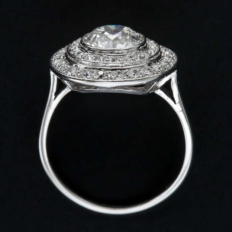 Art Deco 1.52 Carat Diamond Double-Halo Ring 1