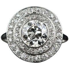 Art Deco 1.52 Carat Diamond Double-Halo Ring