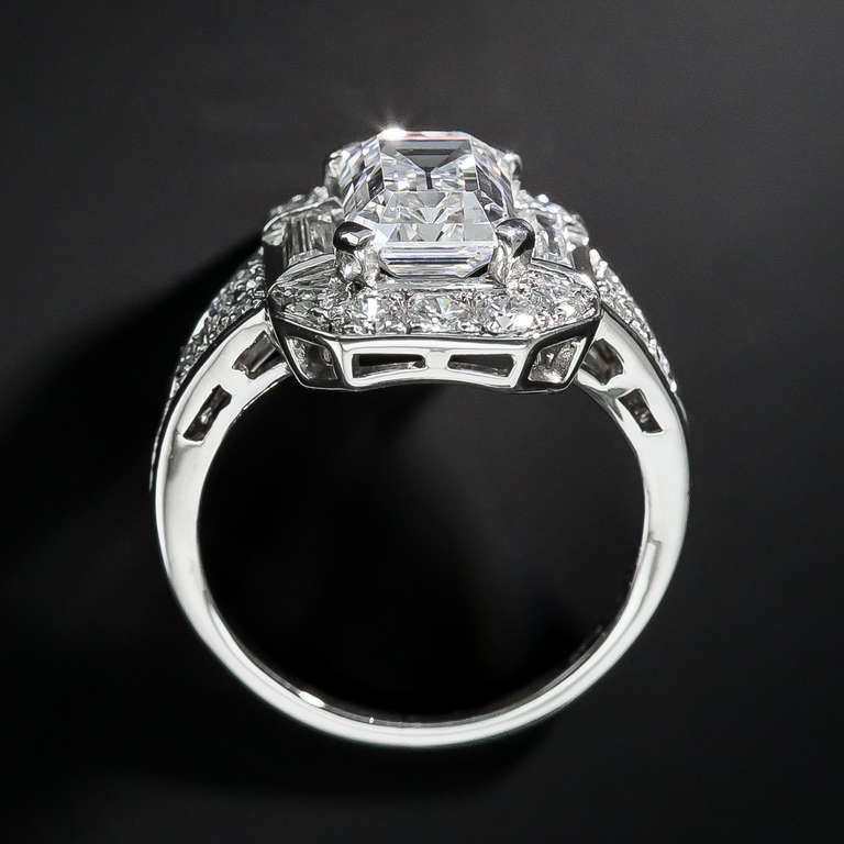 Art Deco 2.45 Carat Emerald-Cut Diamond Ring