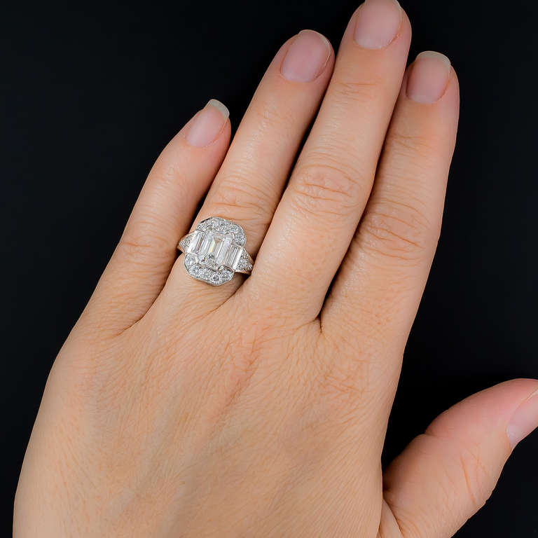 2.45 Carat Emerald-Cut Diamond Ring In Excellent Condition In San Francisco, CA
