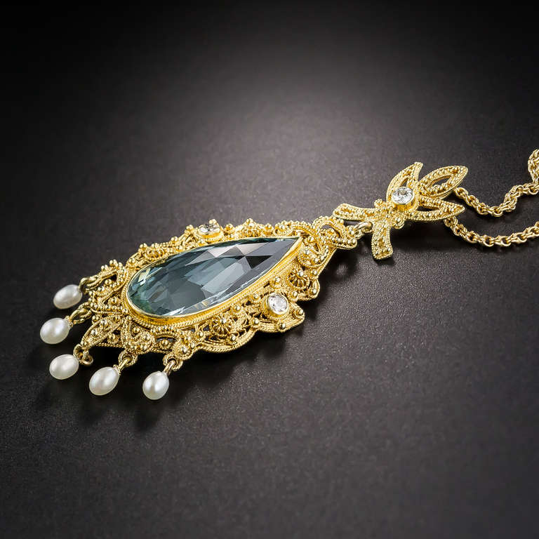 Edwardian Antique Aquamarine Necklace