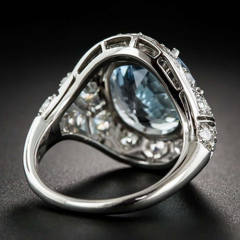 Women's Art Deco Aquamarine and Diamond Ring For Sale