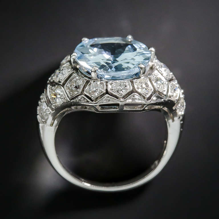 Art Deco Aquamarine and Diamond Ring For Sale 1