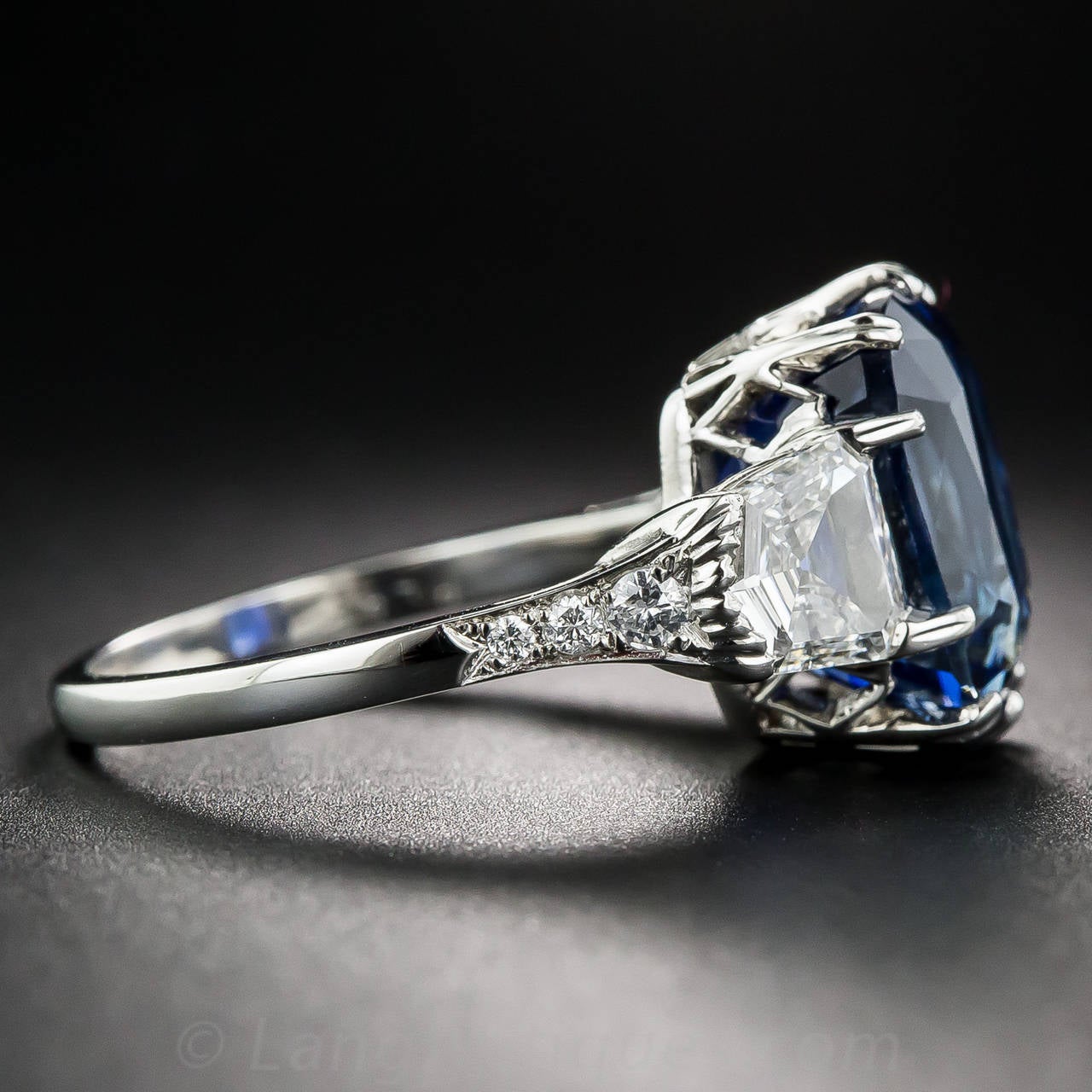 7.18 Carat No Heat Sapphire Diamond Platinum Ring In Excellent Condition In San Francisco, CA
