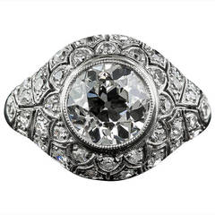 Vintage Edwardian 2.18 Carat European-Cut Diamond Ring