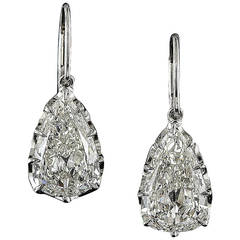 3.29 Carat Antique Pear Shape Diamond Earrings